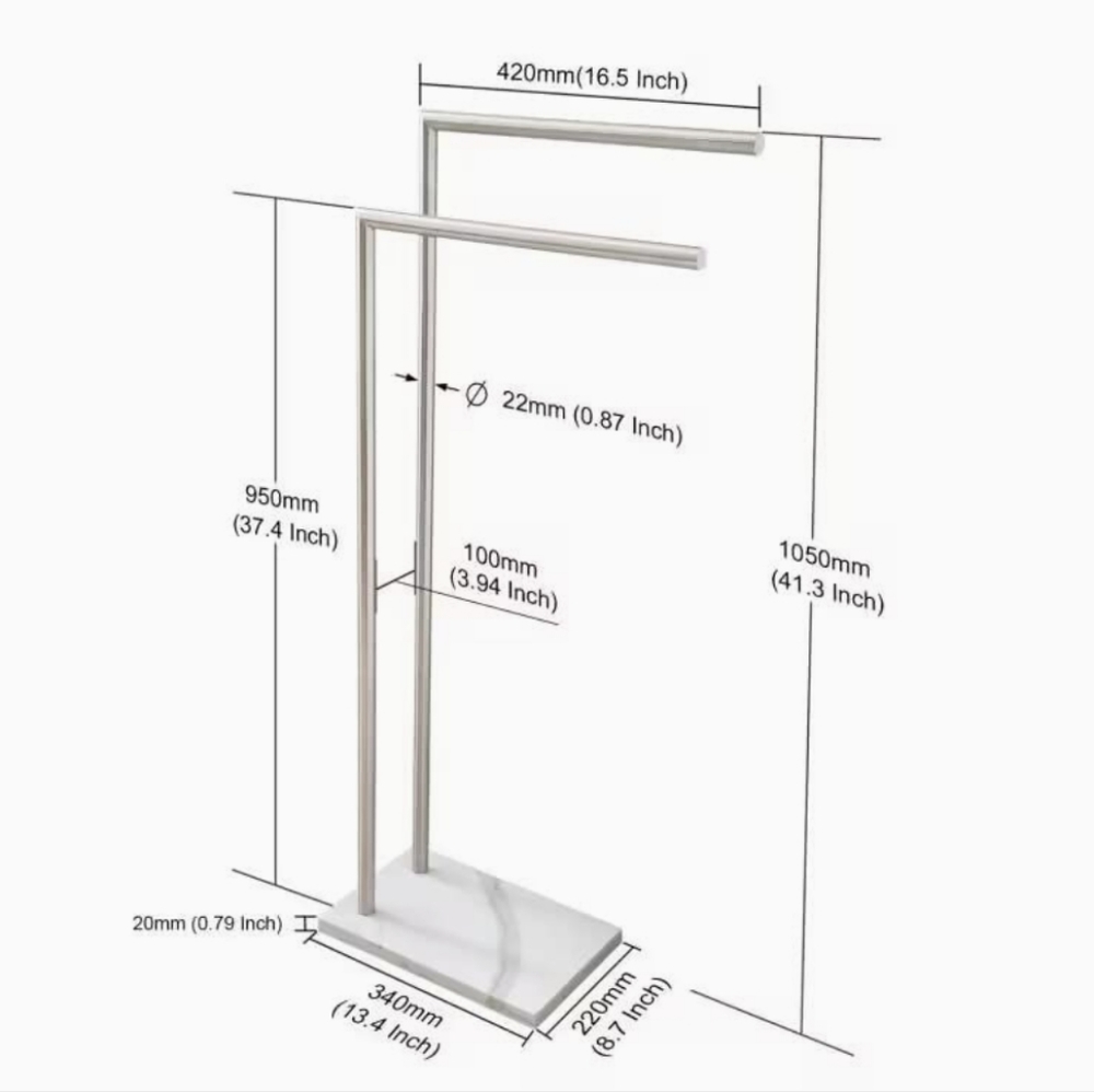 EADOT DOUBLE-L STANDING TOWEL RACK - Picture 3 of 9